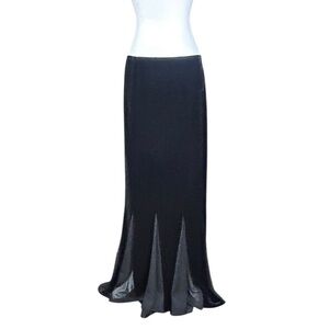 MSK Black Velvet Maxi Skirt 6 Vintage Godets Whimsigoth Formal Dark Romantic